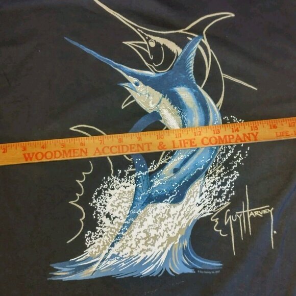 Guy Harvey Bluewater Shirt Men Medium Long Sleeve Blue Marlin Sea Fishing Fish - Picture 4 of 11